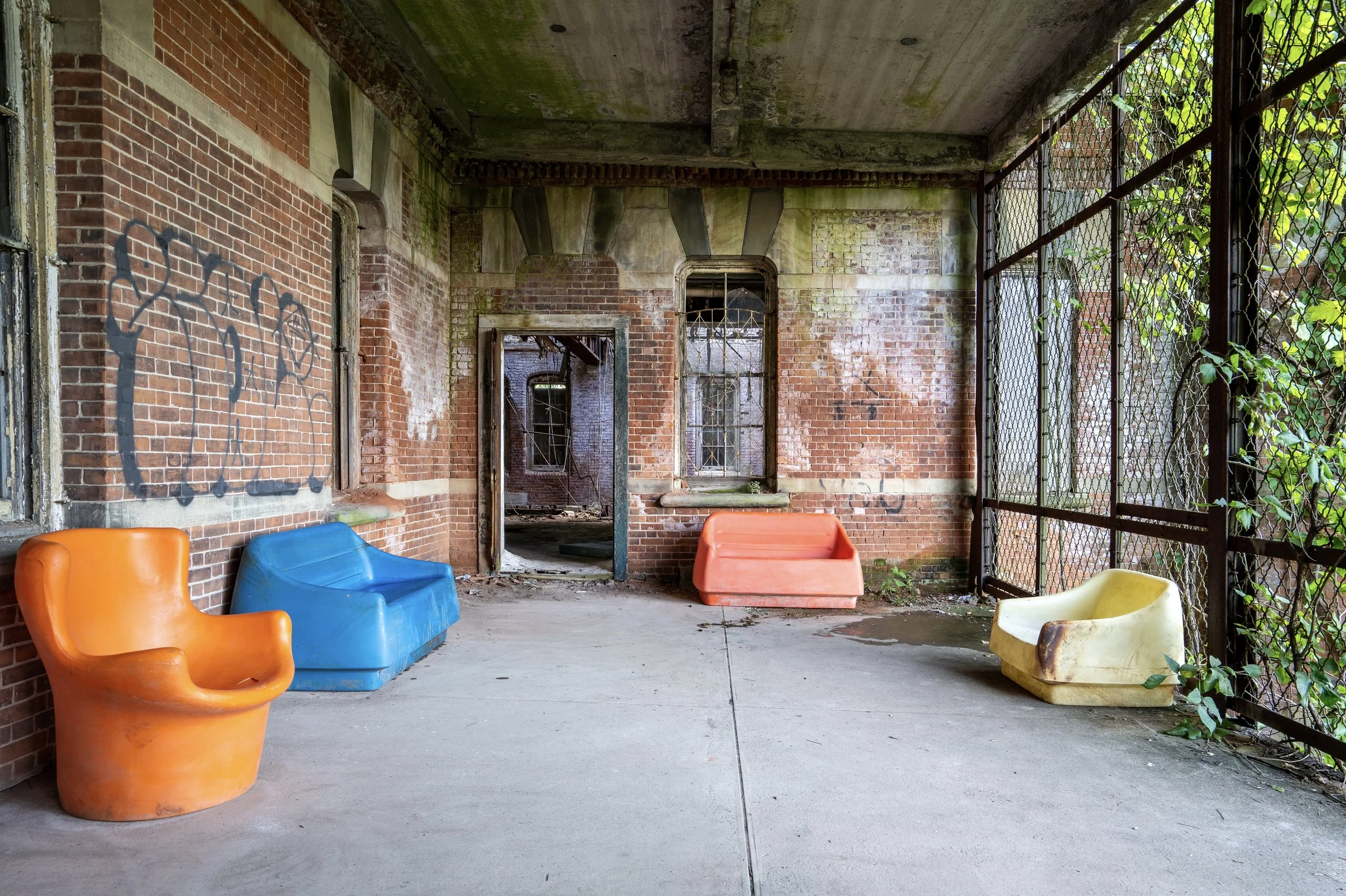 Patient Porch. Hudson River State Hospital, NY