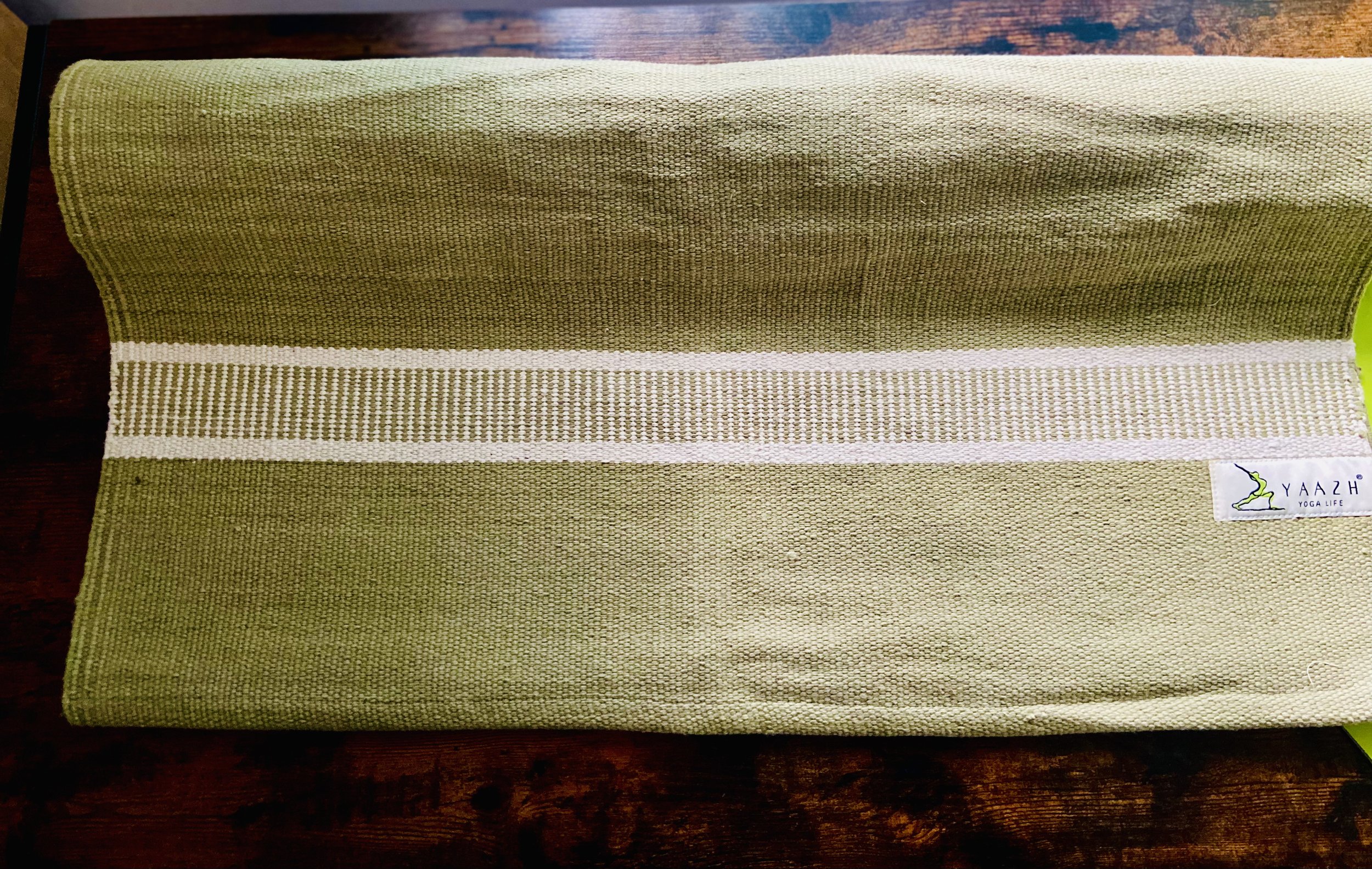 Ayurvedic Indian Herbal dyed cotton yoga rug( Tulsi - Green)
