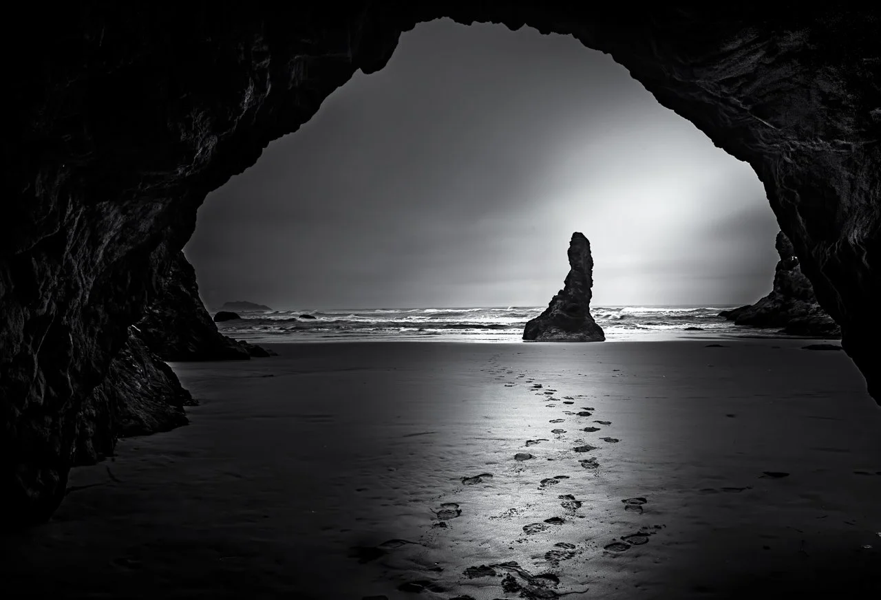 "Guiding Light"

Sea cave and sea stack at Bandon, Oregon