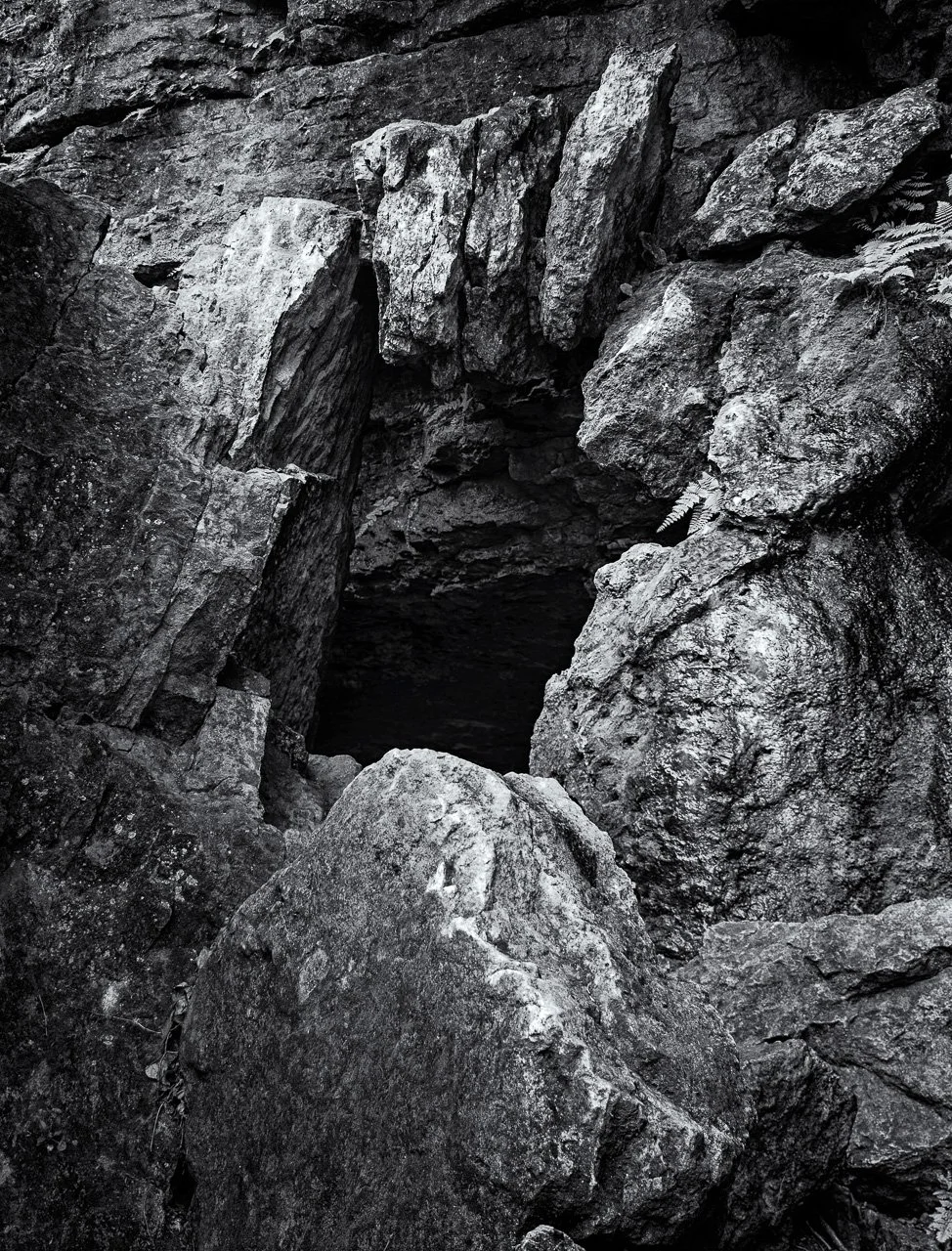 "Hell's Gate"

Rock formations creating a small cave like opening in a sandstone wall.
 Clifton Gorge, Ohio