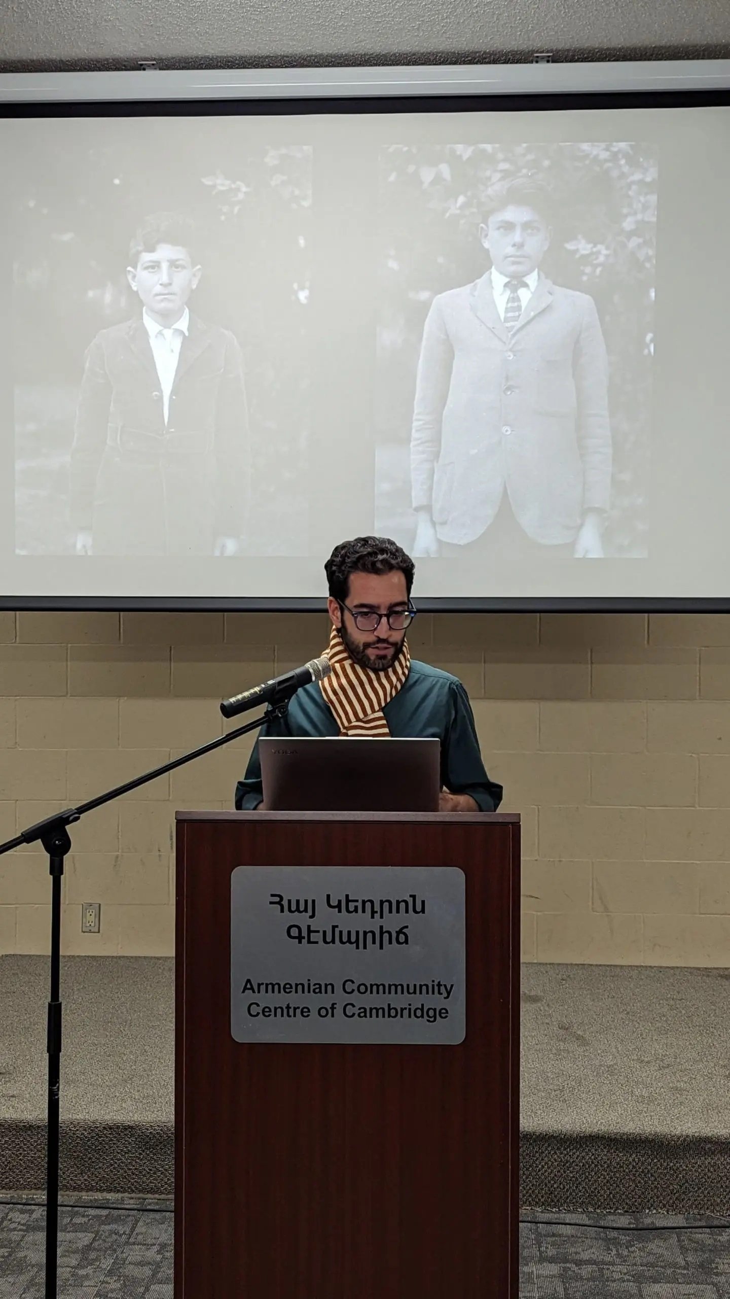 Daniel Ohanian speaks at the book launch event in Cambridge. (Photo courtesy of the Sara Corning Institute)