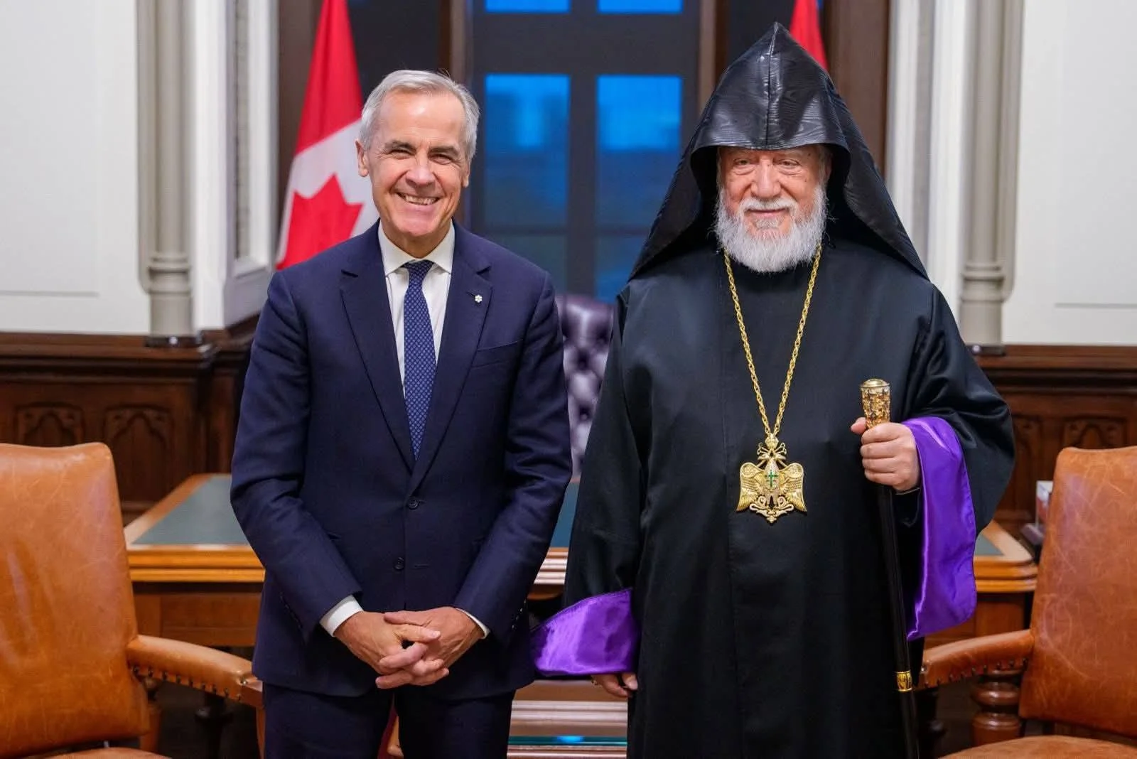 Aram I, Prime Minister Mark Carney meet in Ottawa