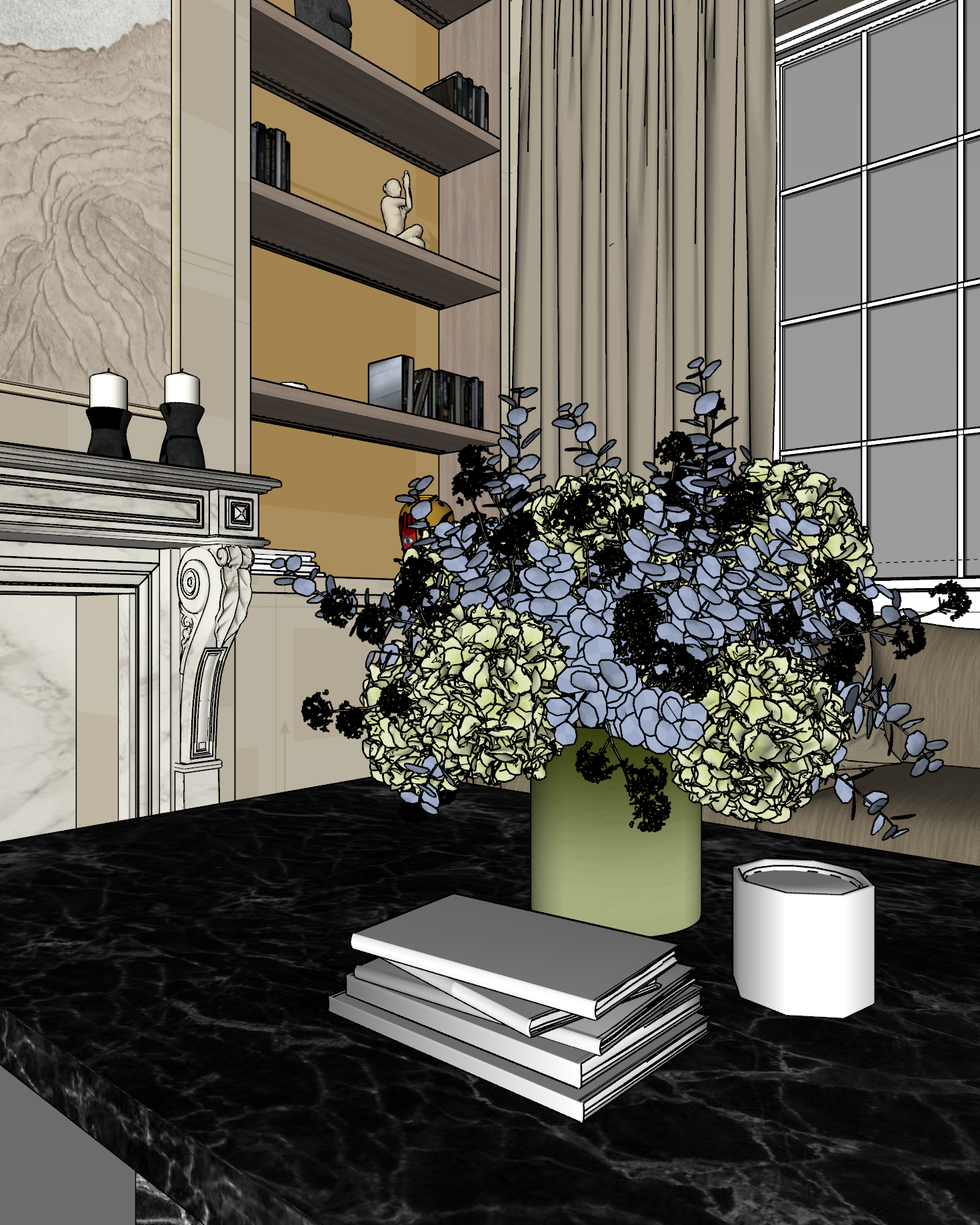 High Polygon Flower Bouquet Model