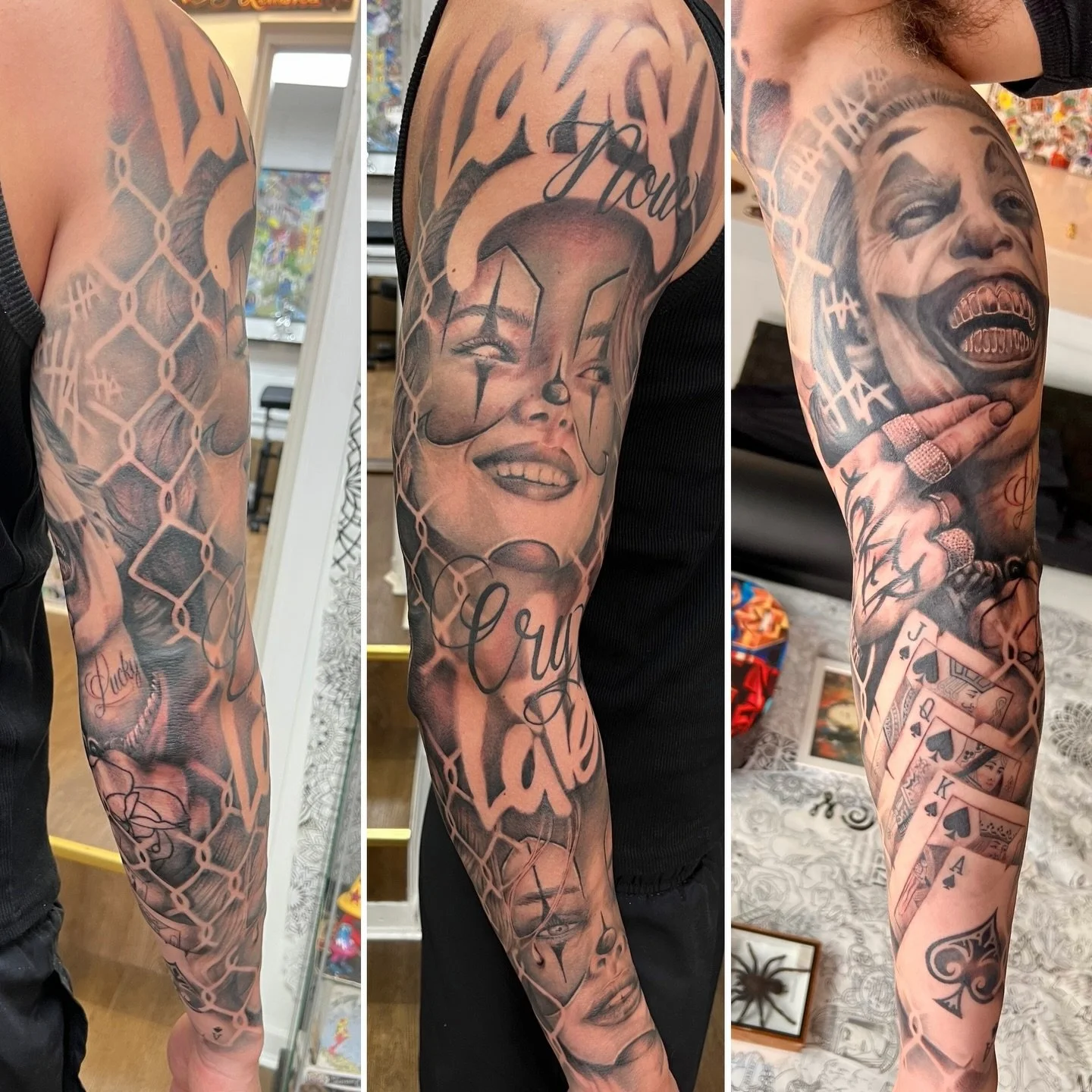 Chicano sleeve completed a little while back by @jakeaquilinatattoo 

‼️BOOKINGS AVAILABLE‼️
There&rsquo;s still some dates left for April if you&rsquo;d like to get something done then get in touch 📱📞📧

@eyeforink 👁4️⃣💧
#sleevetattoo #blackangg