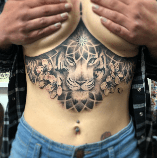 under boob tattoo, mandala tattoo, cherry blossom tattoo, #blackandgrey #londontattooers #art #london #customtattoo #tattooart #custom #tattoo #ink #tattooer #london #tattoo #tattoos #londontattoo, south croydon, eye for ink tattoo,