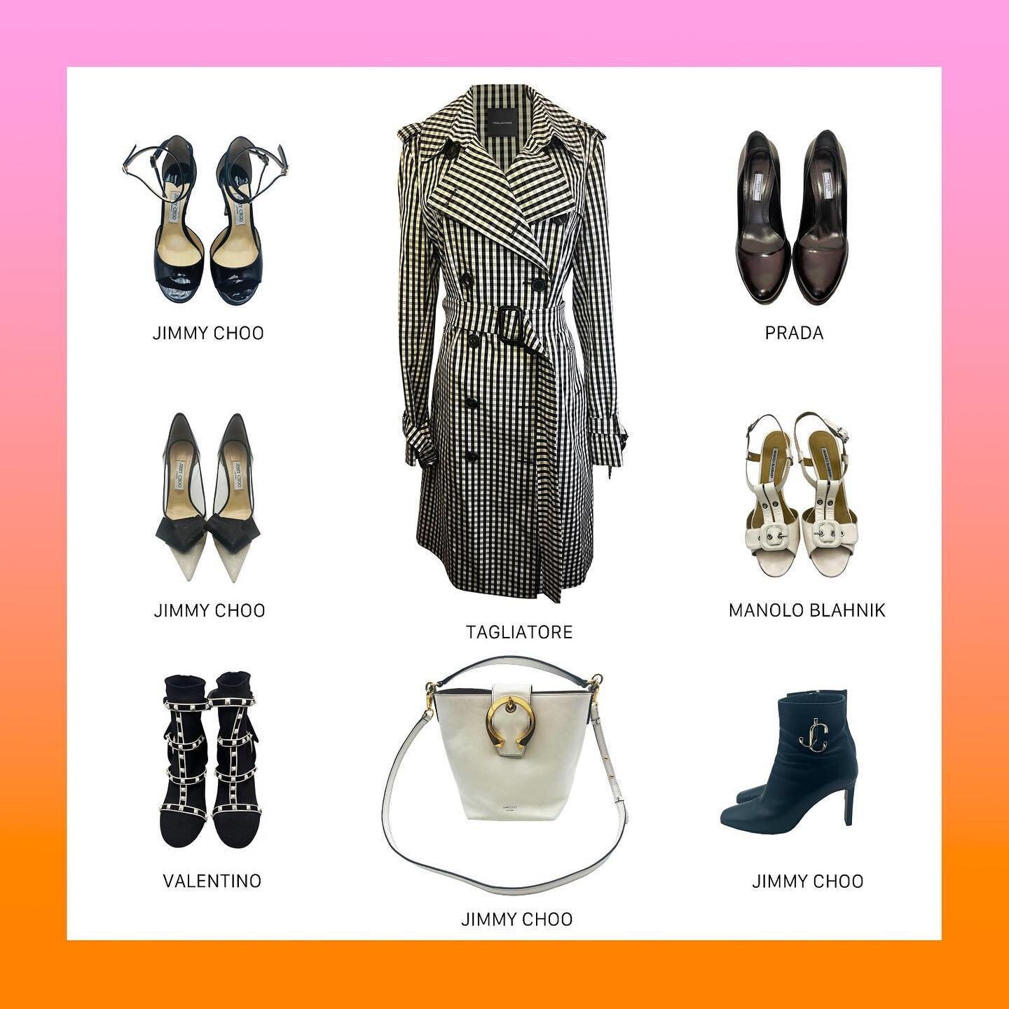 Black and White selection &bull; Tranch @tagliatoreofficial &bull; Bag @jimmychoo &bull; Boots @maisonvalentino @jimmychoo &bull; Pumps @prada @jimmychoo &bull; Sandals @jimmychoo @manoloblahnik #theguardarobacommunity #preloved #preownedwithlove #so