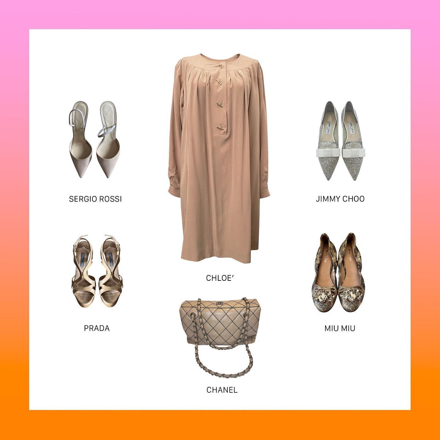 Nude &bull; Dress @chloe &bull; ballerine @miumiu @jimmychoo &bull; Sandals @prada &bull; Slingback @sergiorossi #theguardarobacommunity #theguardarobaselection #sustainablefashion #preloved #preownedwithlove #pink #frommilanowithlove @vestiaireco