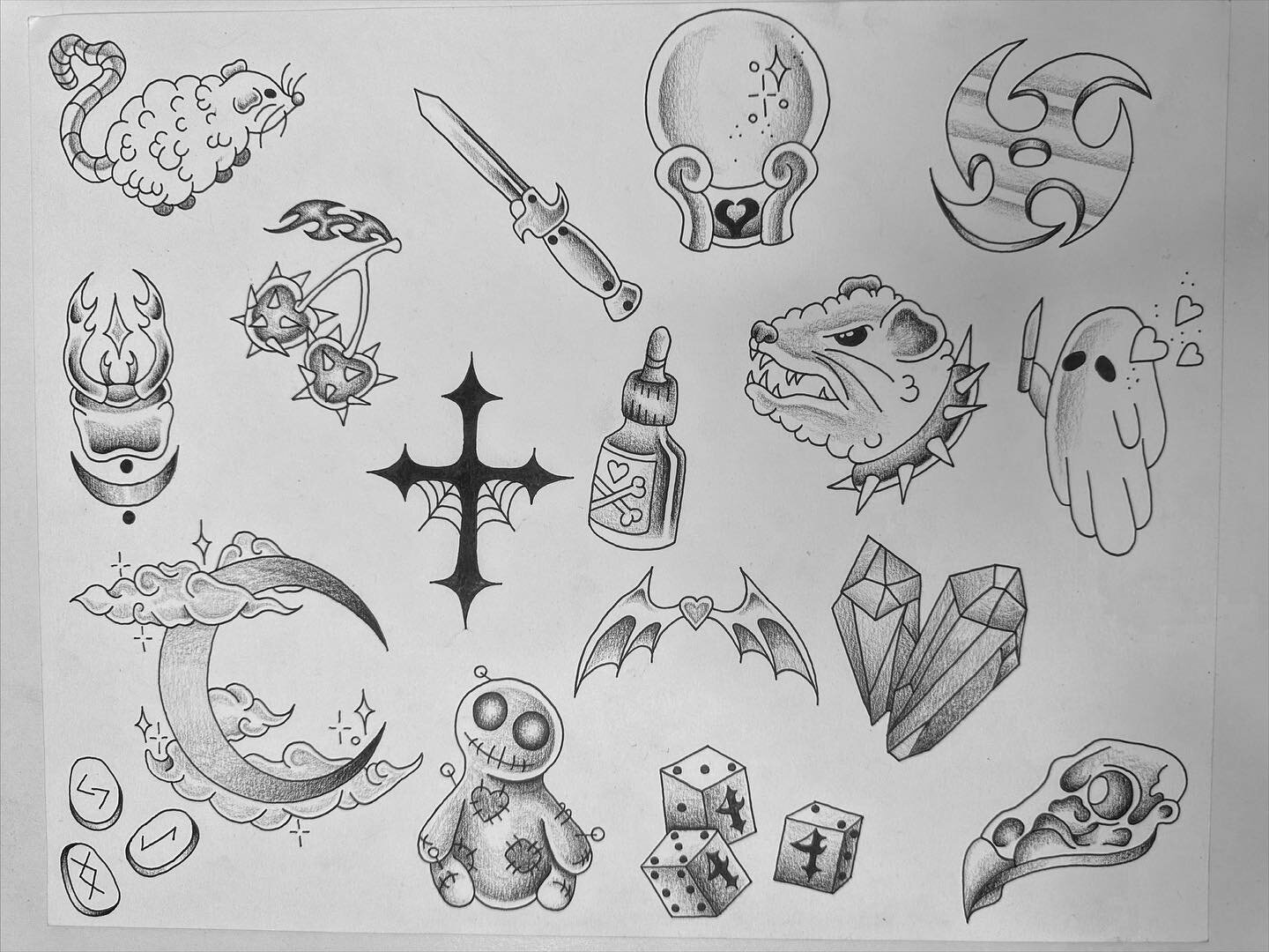 my first flash sheet✨
🦇
🦇
🦇
🦇
🦇
🦇
#tattoo #tattoodesign #tattooedgirls #philadelphiatattoo #darkarts #darktattoos #flash #flashsheet #possum #art #simpletattoo #blackandgreytattoo #onlyblackart #blackworkers #tattooing #witch #spooky #occult #d