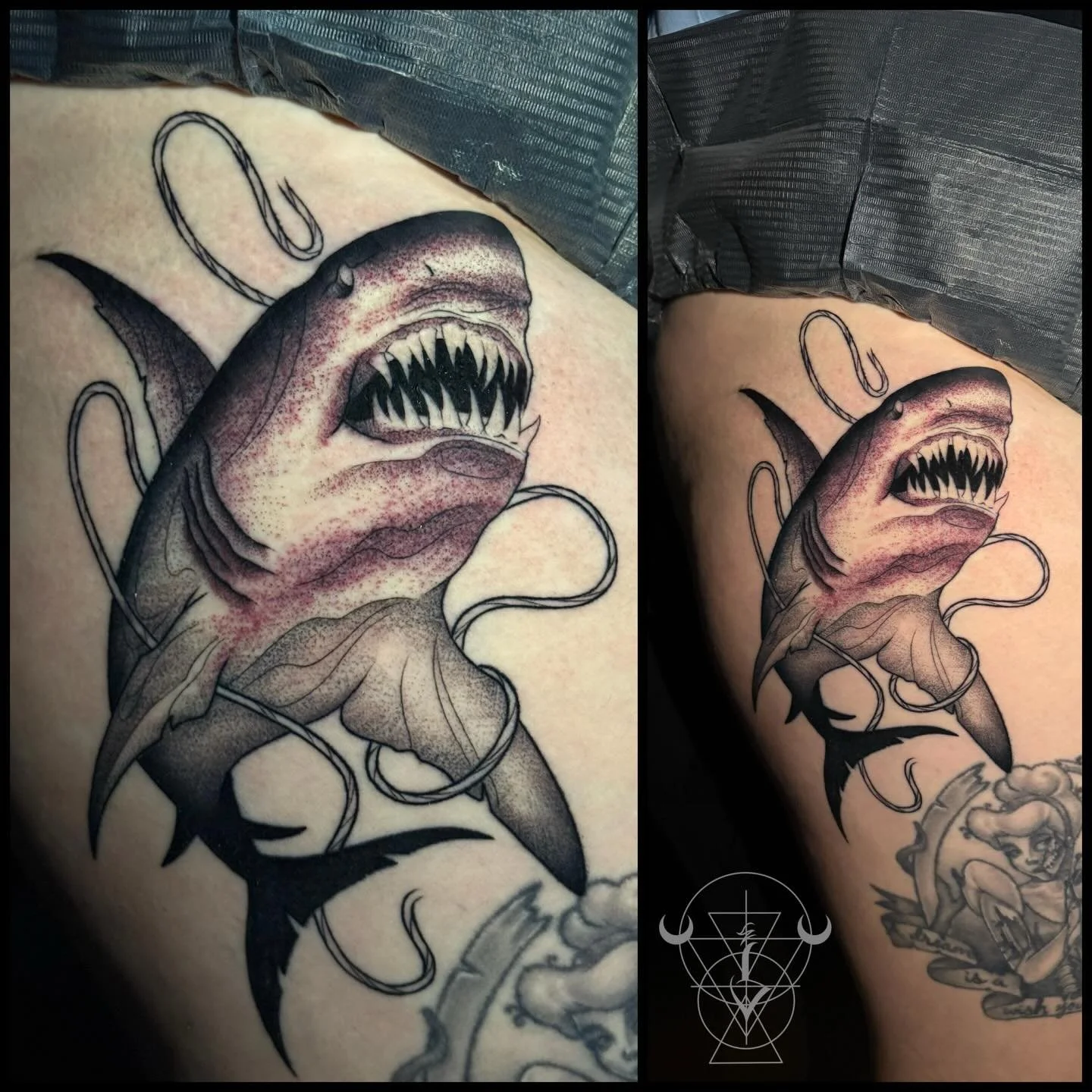 Keep them coming please!! Love being able to do this new style 😍 

#tattoo #blackandgreytattoo #stipple #shark #buckscounty