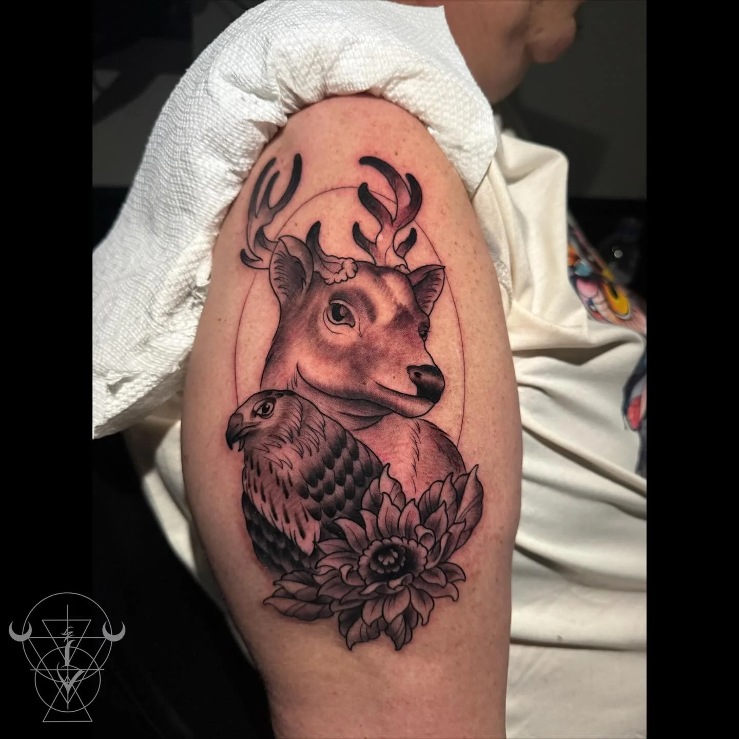 A little Neo trad B&amp;G 😘 thanks for looking! 

#tattoo #blackandgreytattoo #nature #buckscounty #kestrelcollective