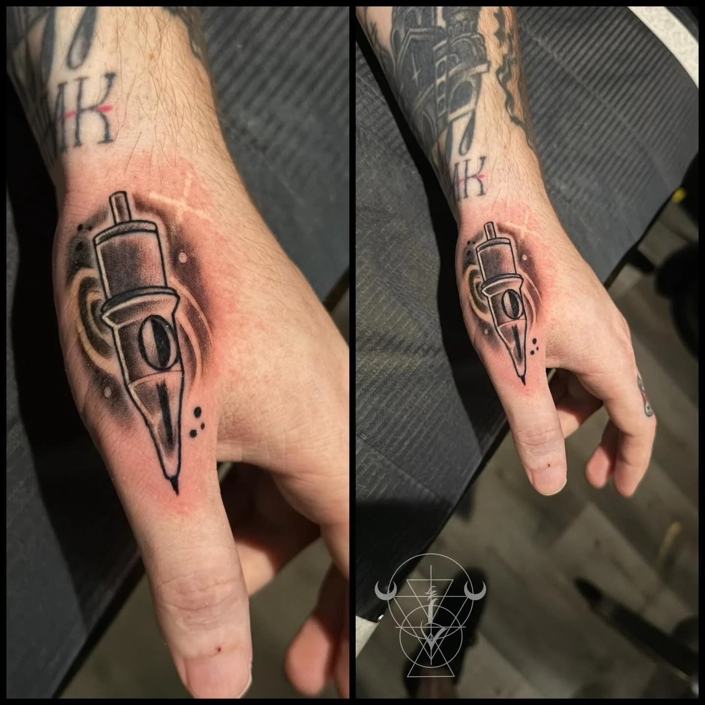Hand tattoos literally for the win!! Thanks @russhia_tattoos 

#tattoo #cartridge #blackandgrey #buckscounty #kestrelcollective