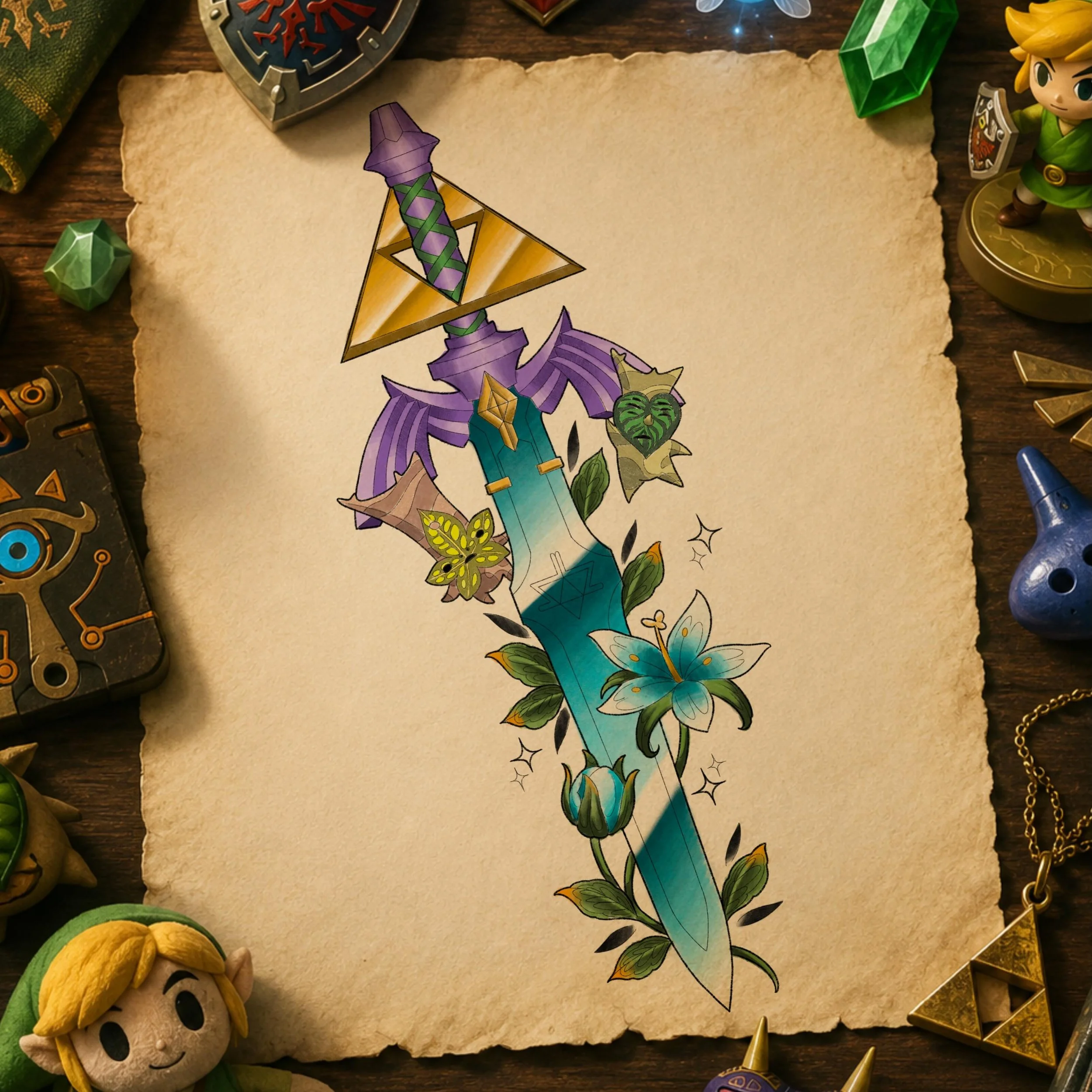 Master Sword ✨available to anyone who loves Zelda 🤭 or just the piece itself hehe Who wants to wear this home?! 

#tattoo #zelda #color #buckscounty #kestrelcollective