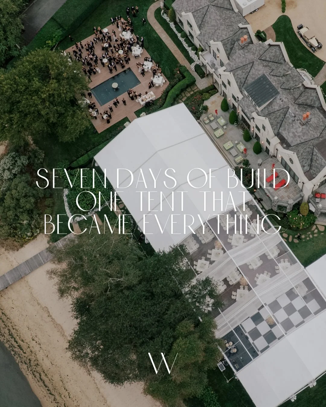 Seven days and one tent, this is how we do it.

Planning, Event Design, Floral Design, Stationery &amp; Event Branding @wileevents
Venue Private Residence
Photography @hopehelmuthweddings
Videography @vovachiphotography
Tenting @sperrytentsnj @sperry