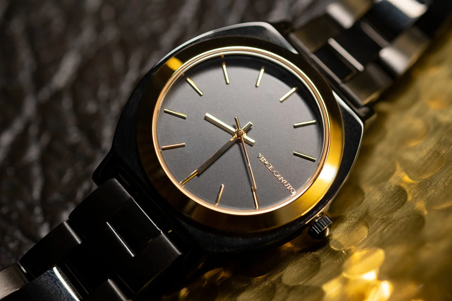 Vince Camuto Black and Gold Ceramic Bracelet Watch Men main image 3