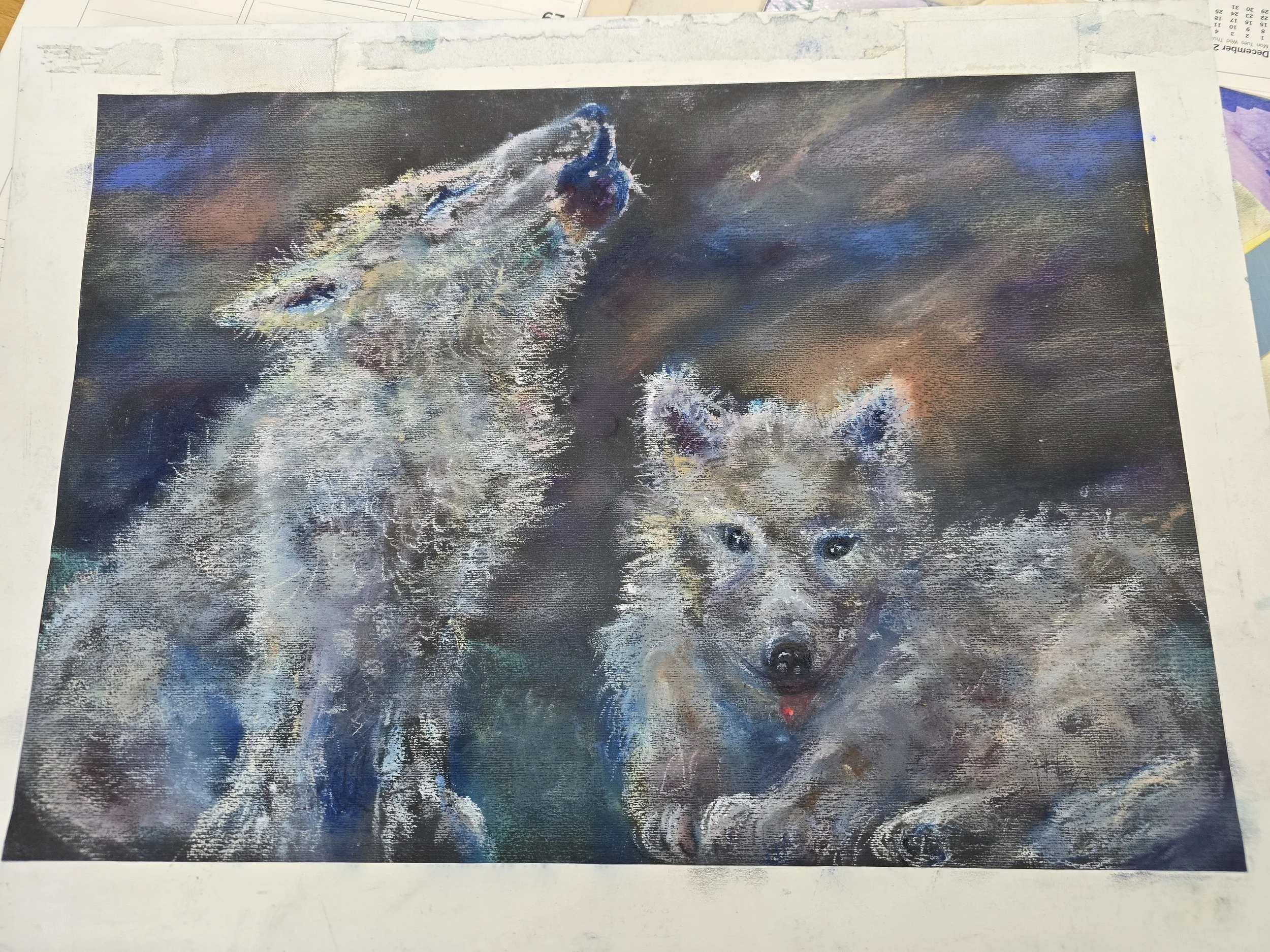  "Wolf Pups"  2025, pastel 