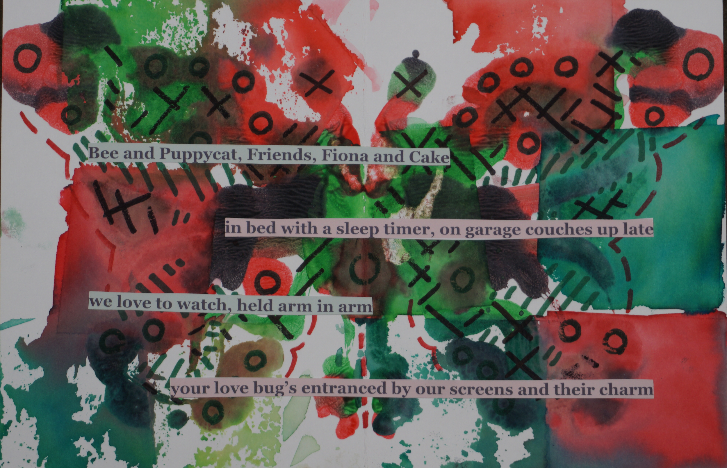 Bee and Puppycat Friends Fiona and Cake in bed with a sleep timer or on garage couches up late we love to watch held arm in arm your love bugs entranced by our screens and their charm.png