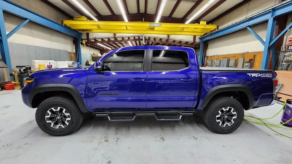 2023 Toyota Tacoma 
Tinted with SolarFX FXtreme 3 black ceramic
20% on the sides and back to make it 5% with the factory dyed glass 😎