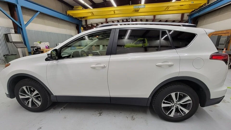 2017 Toyota Rav4 
Tinted with SolarFX CarbonFX Window Film 
15 on front doors and 35 over the rear make all side and rear windows as close to 15% as possible.
Before &amp; after pics: