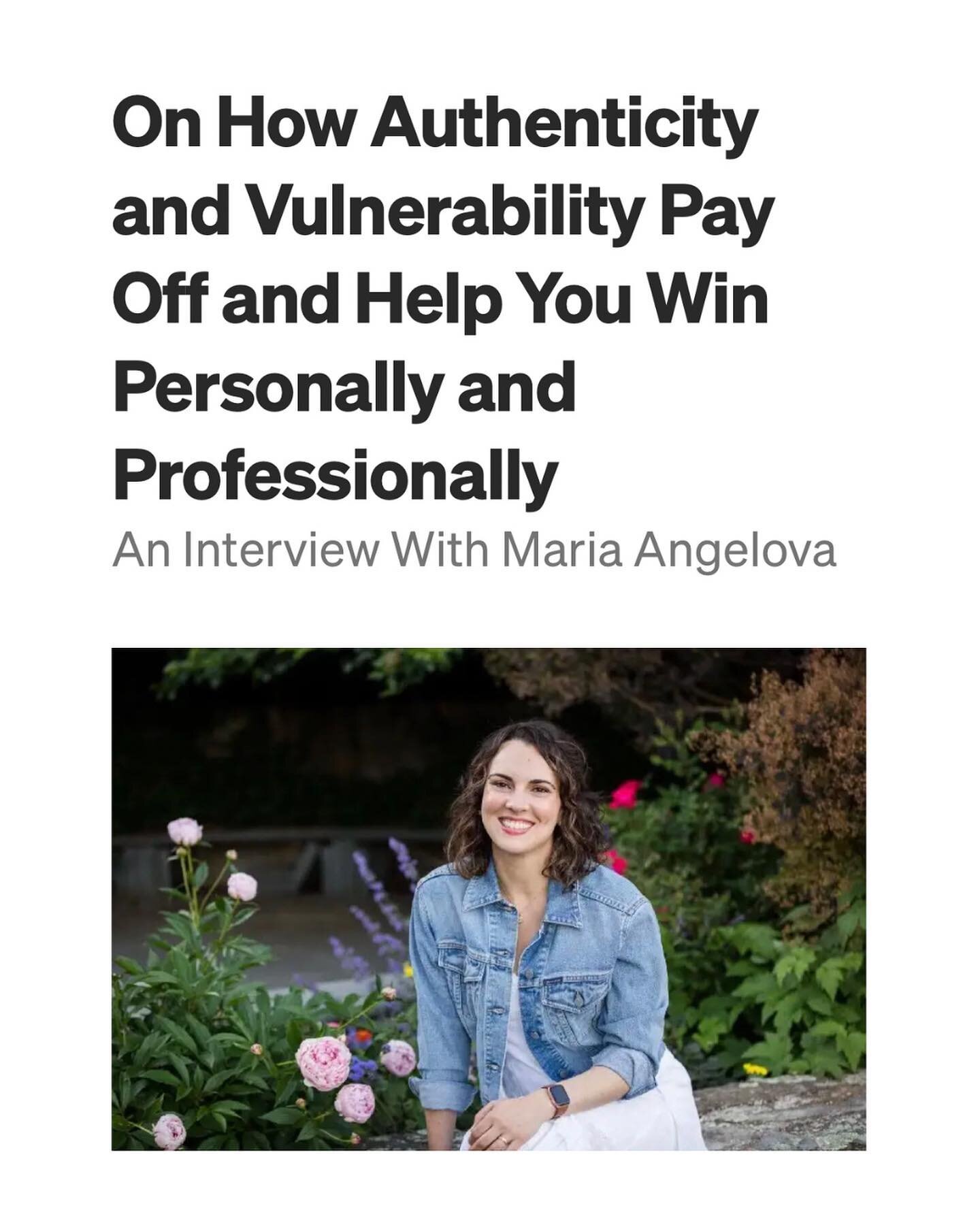 Want to know what my biggest fear used to be? Being VULNERABLE.

And now here I am sharing my thoughts on 5 Ways Being Authentic &amp; Vulnerable Pay Off, and Help You Win, Personally &amp; Professionally with Authority Magazine and @medium ☺️

On to