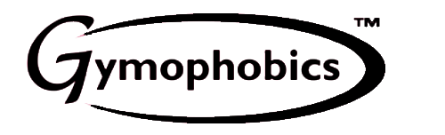 Gymnophobia logo with stylized oval swoosh and trademark symbol