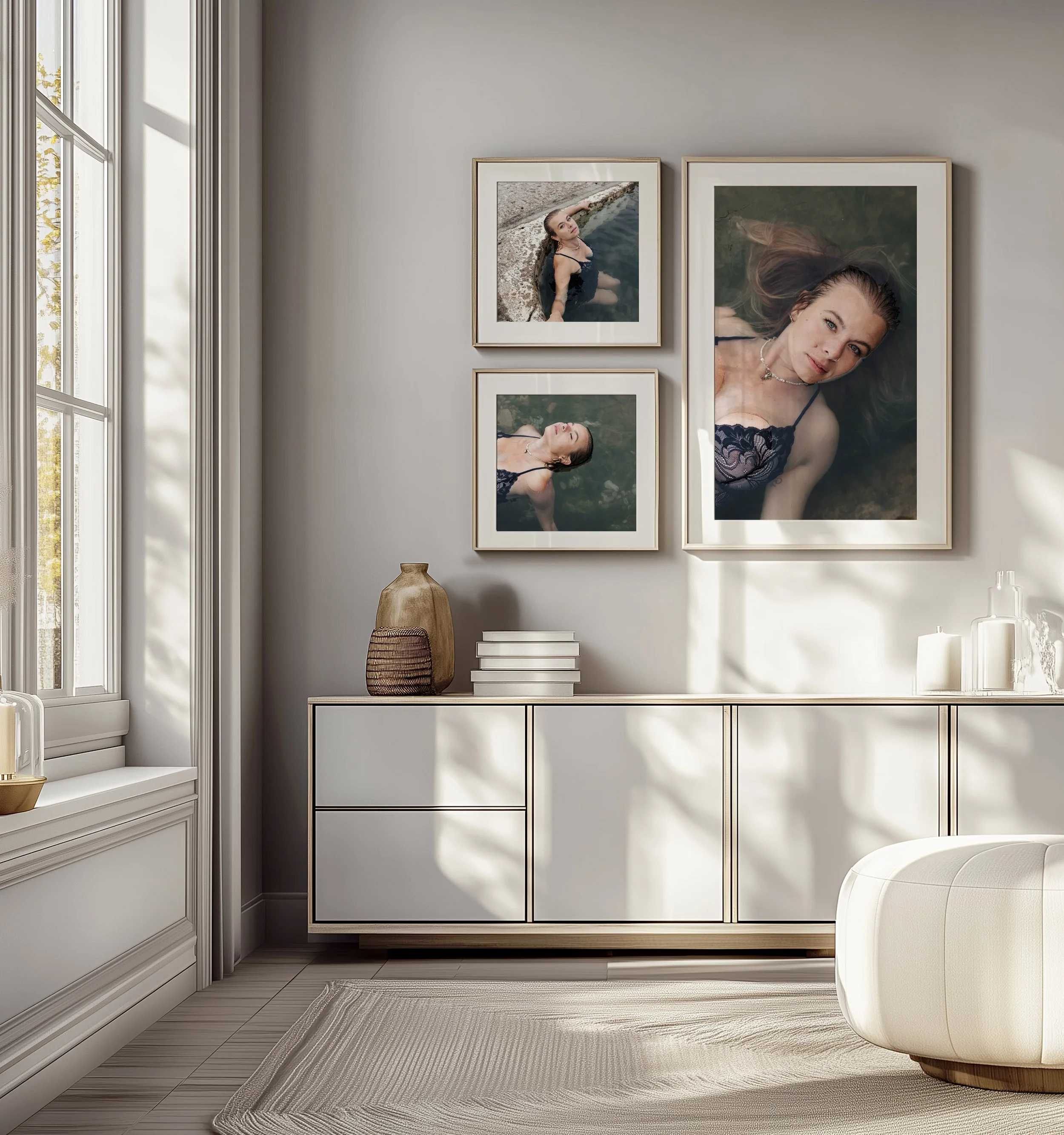 woman self love portrait photoshoot displayed in framed wall art in plymouth devon