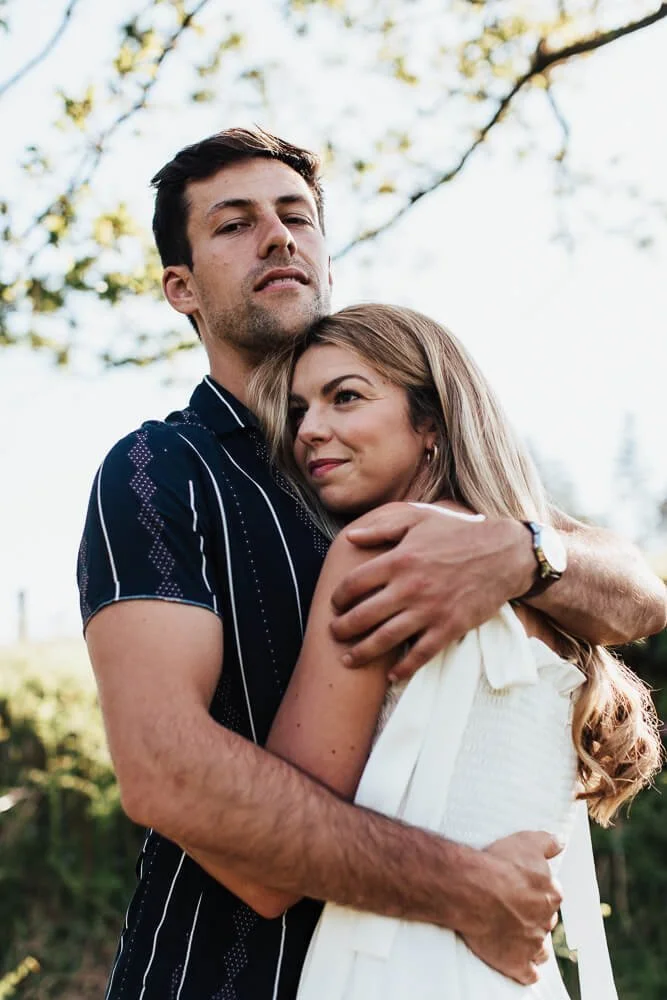 Couple photoshoot in Plymouth Devon showing connection and natural interaction