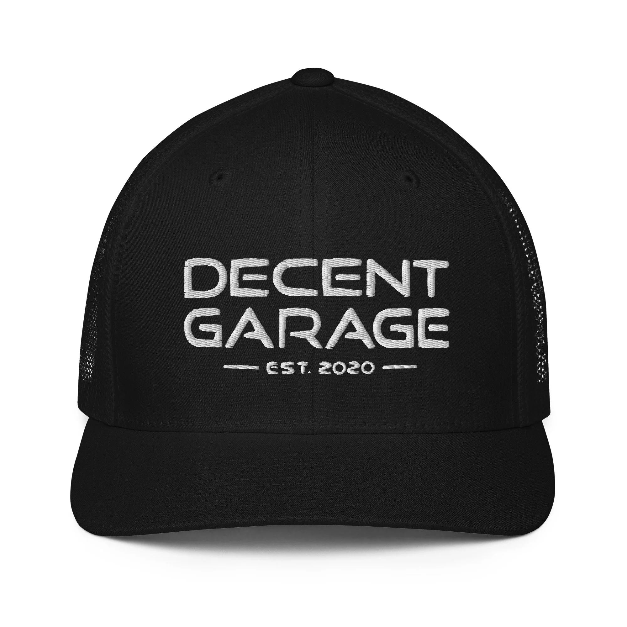 Closedback flexfit trucker Hat (white stitch) — Decent Garage