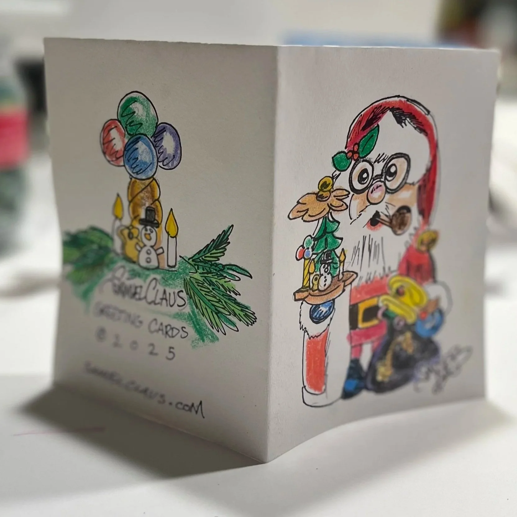 "Santa Delivering Antique Toys" Christmas card - 12 cards