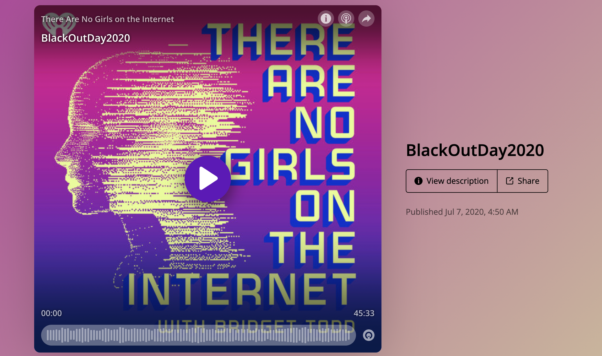 Mars was featured on the award winning podcast There Are No Girls on the Internet hosted by Bridget Todd to chat about her experience being visible online as a Black woman, creating multiple viral movements, and the general state of internet culture.