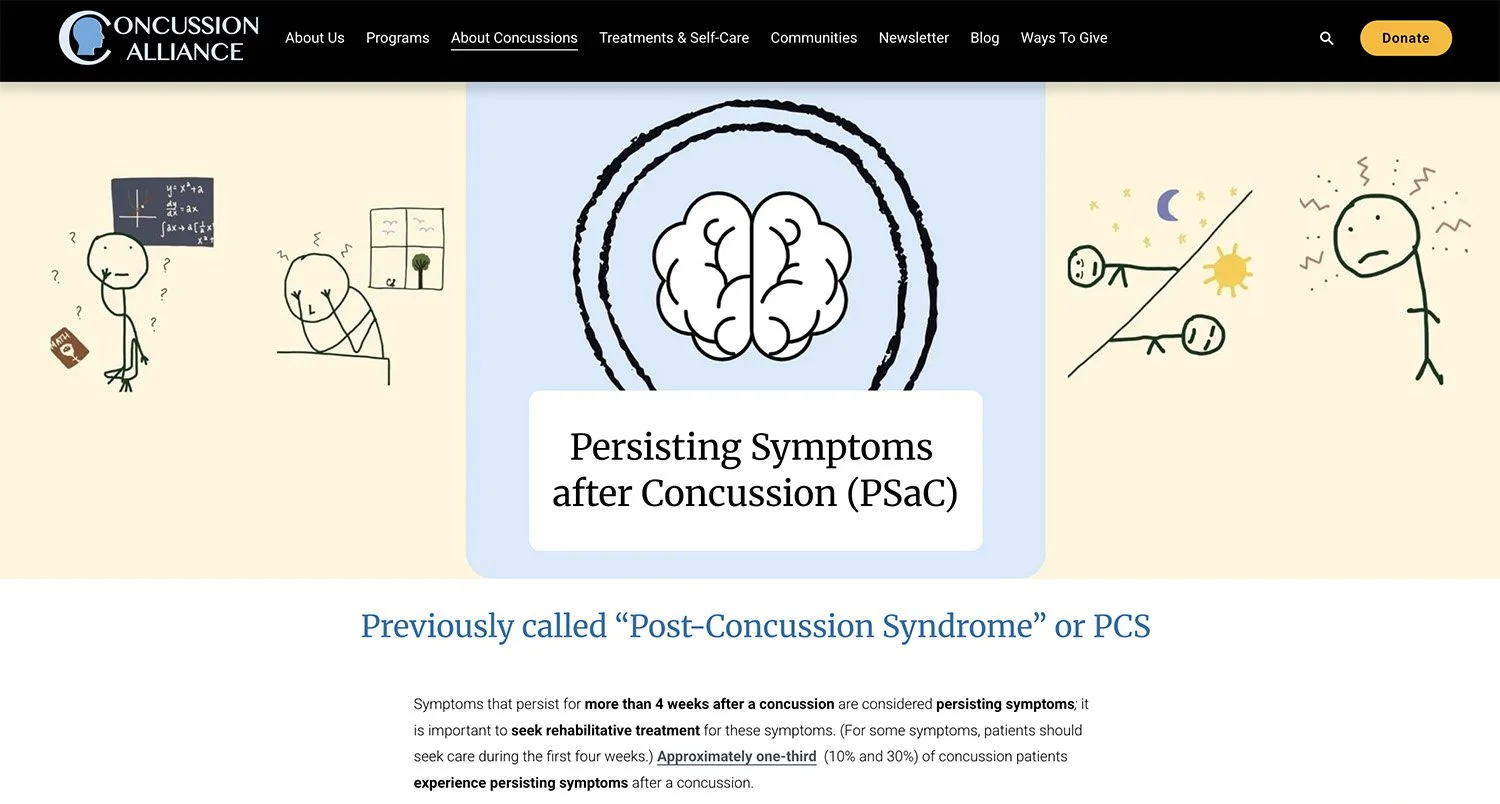 a screenshot of the banner image at the top of the Persisting Symptoms after Concussion (PSaC) page