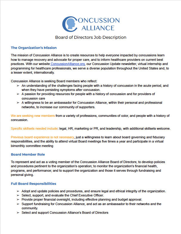 Board of Directors job description