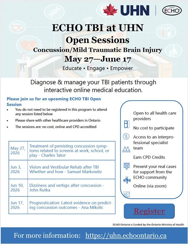 flyer for the ECHO TBI at UHN series