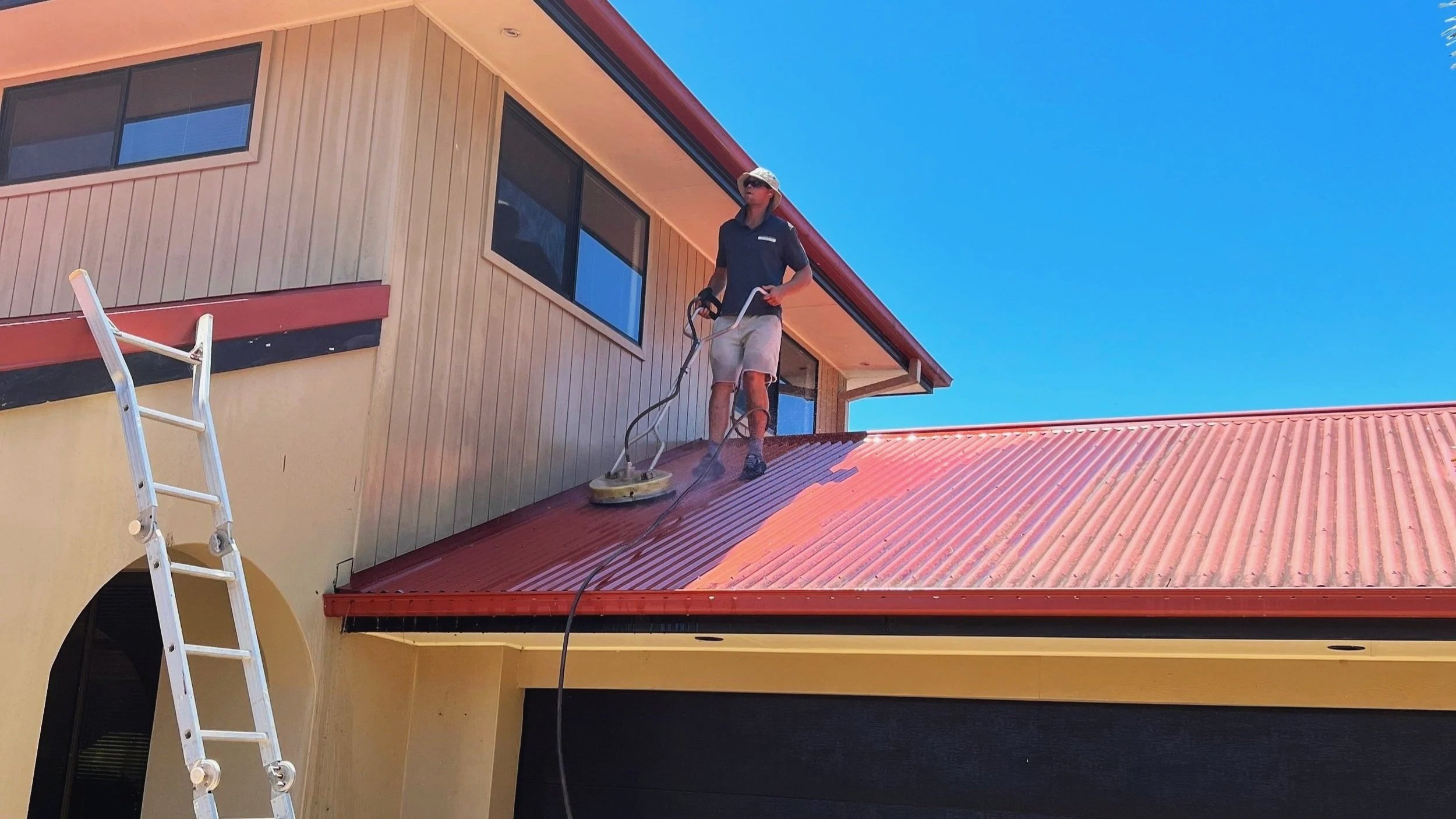 Blackmore's Pressure and Window Cleaning - Son Lachie pressure cleaning residential roof