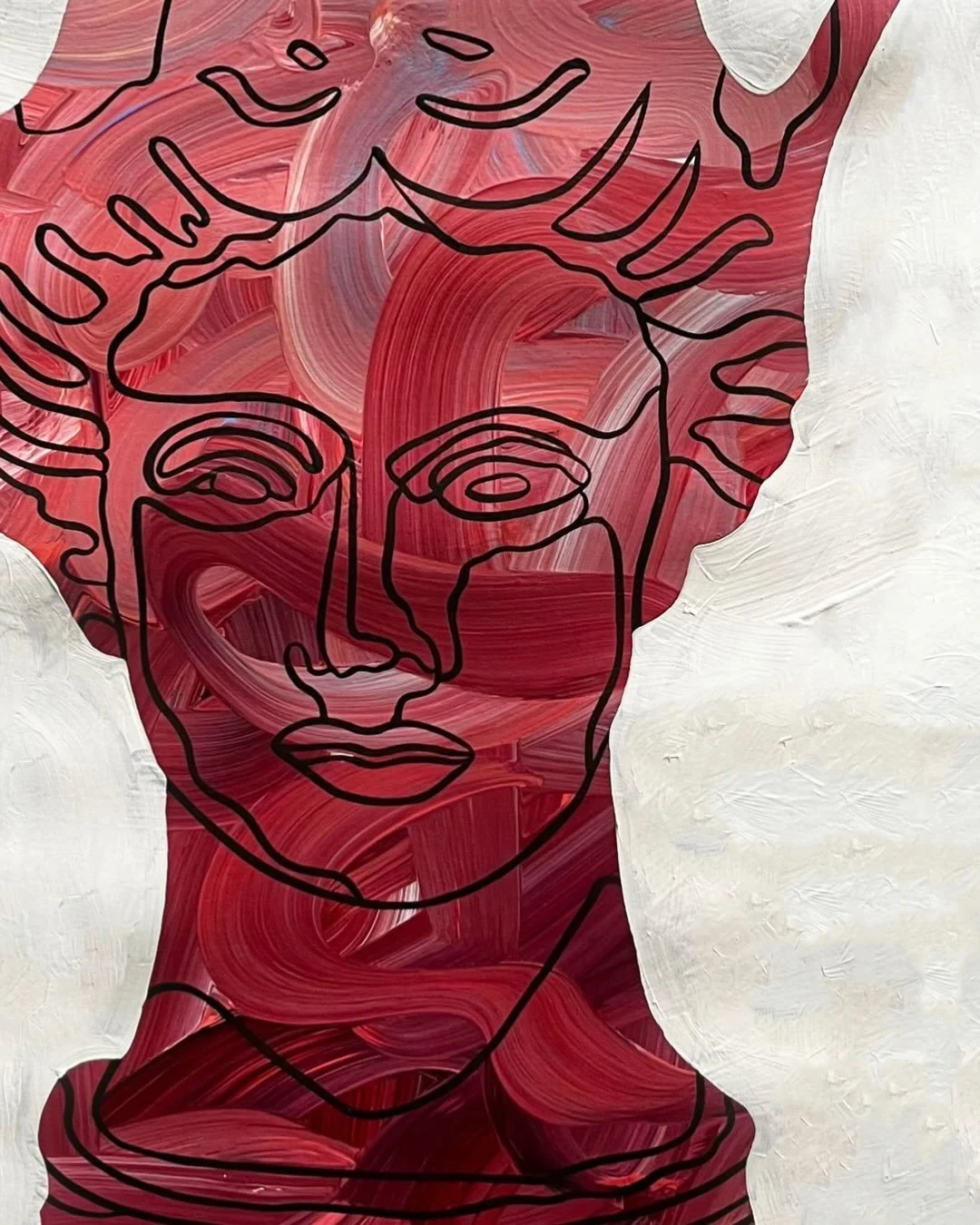 Summer Vessel

Original acrylic painting on paper, framed in white painted oak and art glass 

86 &times; 64.5cm 

This ancient terracotta vessel is a kantharos shaped as the head of Aphrodite, the goddess of love and beauty. The artwork explores flo