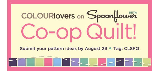 Co-op Quilt announcement graphic, naming Colourlovers, Spoonflower and the submission deadline