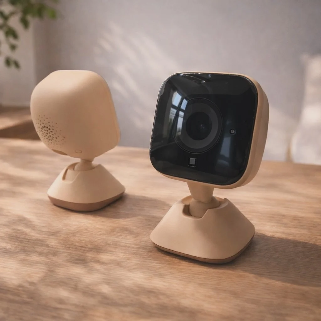 The color is doing work here.

Soft on purpose. Neutral enough to belong in a home. Quiet enough to avoid becoming a focal point.

The goal is not to make the camera disappear, but to let it coexist. The color lowers visual friction so the object can