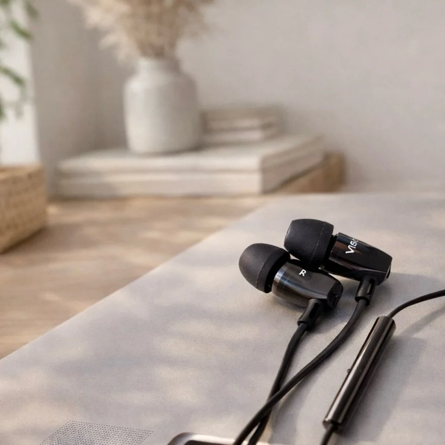 These were designed fifteen years ago.

No touch controls. No firmware updates. No companion app. Just a wire, a button, and sound that still holds up.

The decisions are calm and durable. The form is honest about what it is. The interaction has not 