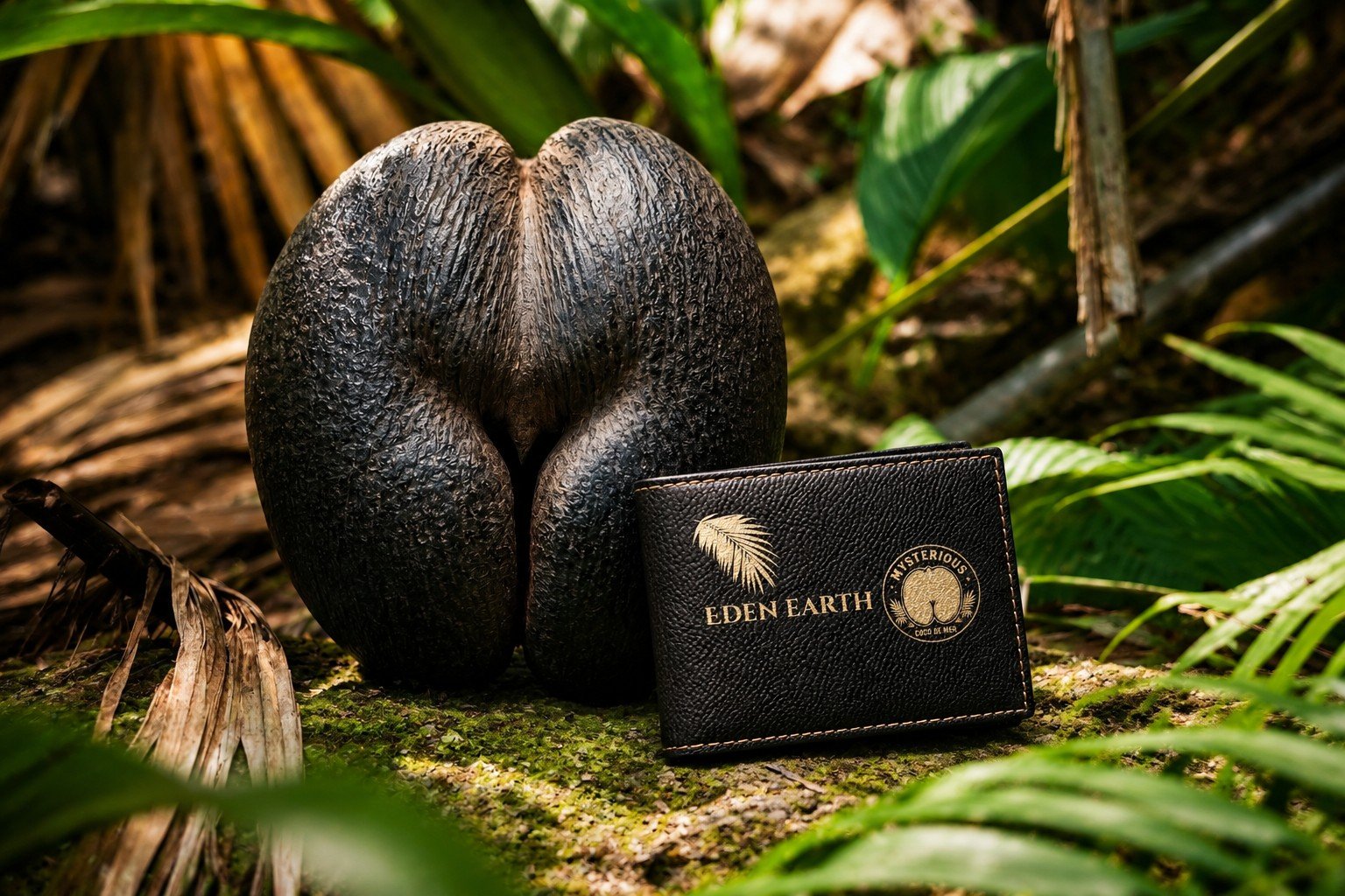Eden Earth Coco De Mer RFID Vegan Leather Bi-Fold Wallet front view
