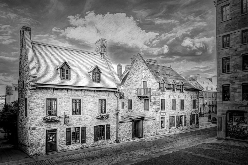 Old Québec in Monochrome - Black and White Photograph