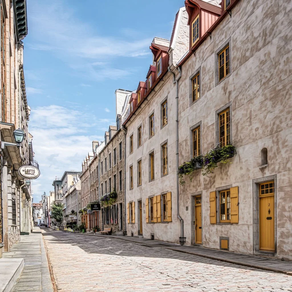 OLD QUEBEC CITY STREET PHOTOGRAPHY PRINT - PAINTERLY EUROPEAN WALL ART