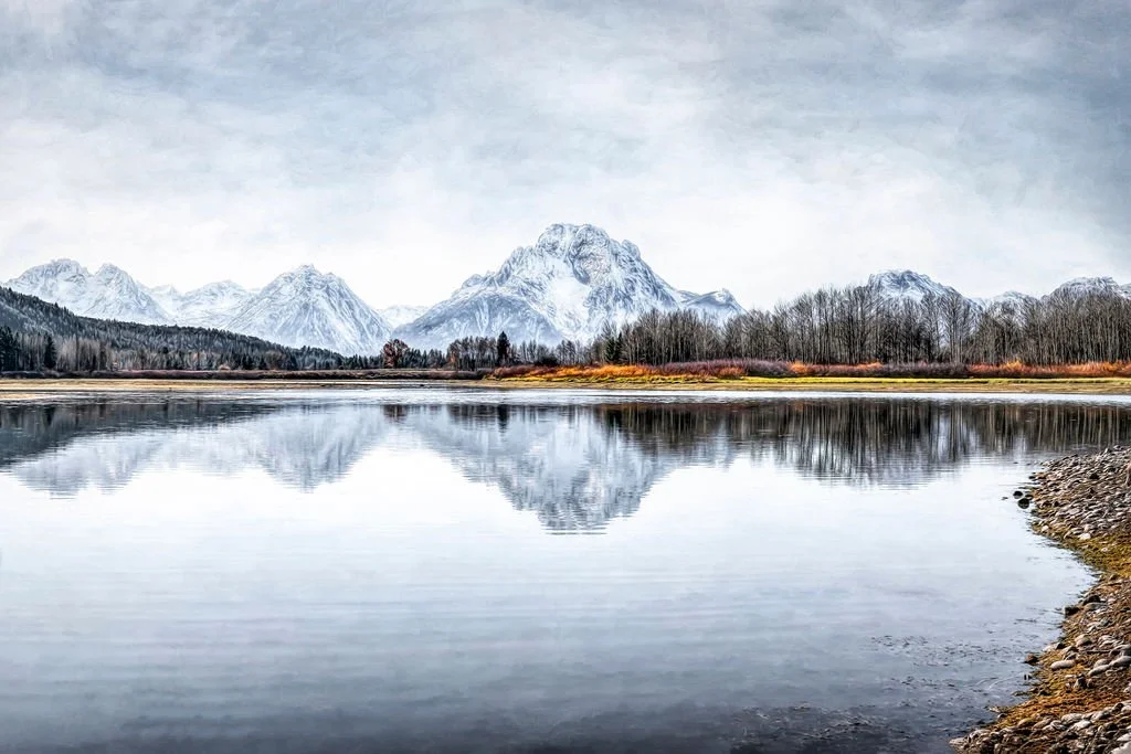 MOUNT MORAN REFLECTION AT OXBOW BEND – GRAND TETON NATIONAL PARK