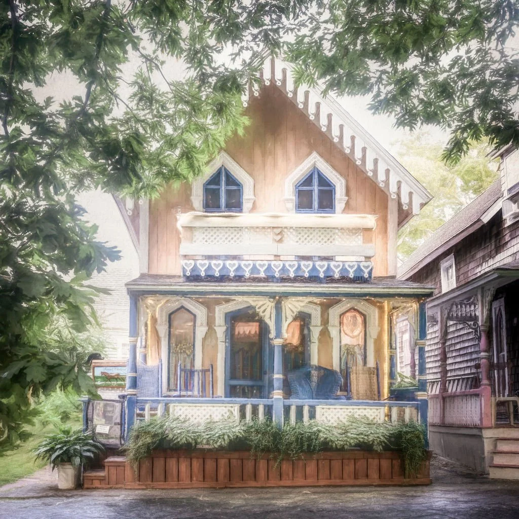 WHIMSICAL VICTORIAN GINGERBREAD COTTAGE PHOTO WITH COLORFUL TRIM IN MARTHA’S VINEYARD