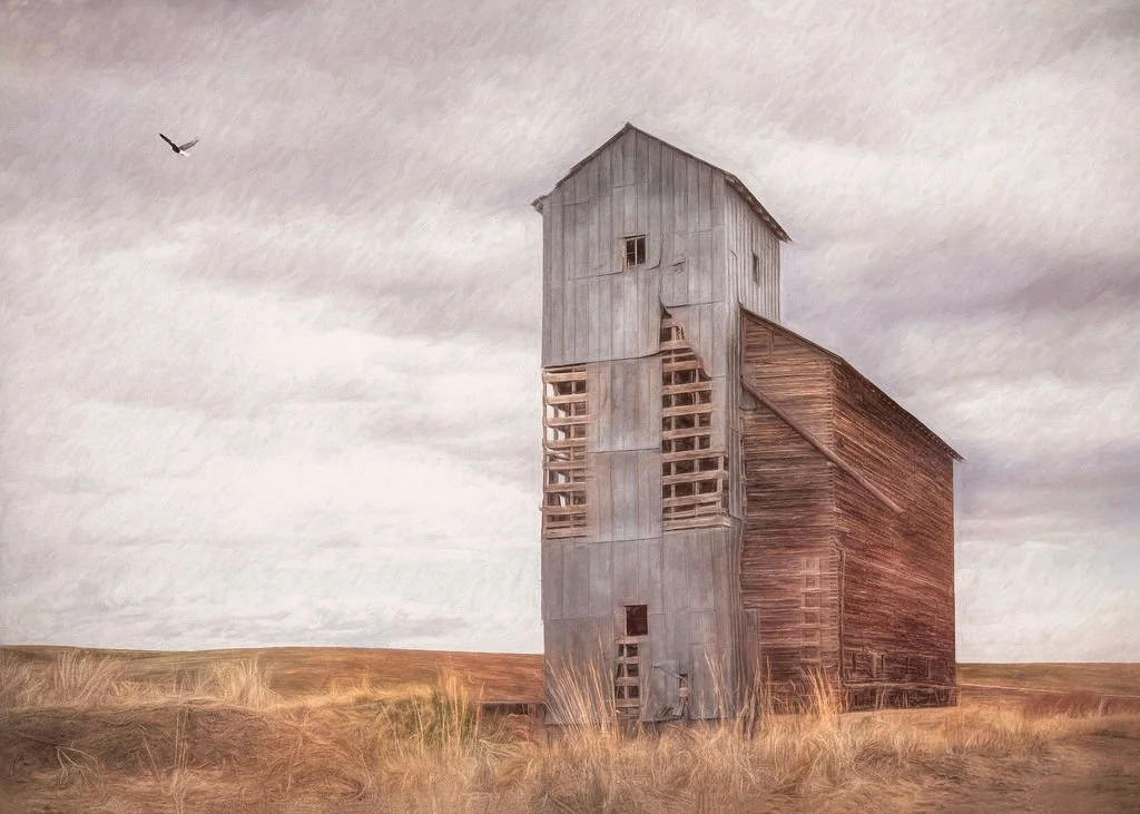 ABANDONED GRAIN ELEVATOR ON THE IDAHO PRAIRIE 