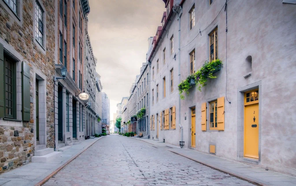 A DESERTED QUEBEC CITY STREET IN THE EARLY MORNING HOURS