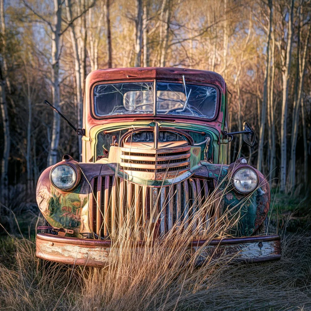 VINTAGE TRUCK IN AN ASPEN GROVE