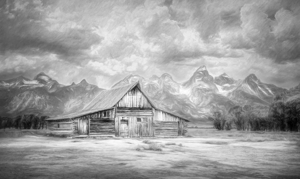 Timeless Sentinel – Moulton Barn - Grand Teton National Park in Black and White 