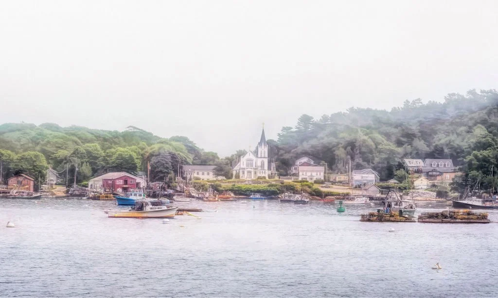 FOGGY MORNING IN BOOTHBAY HARBOR, MAINE 
