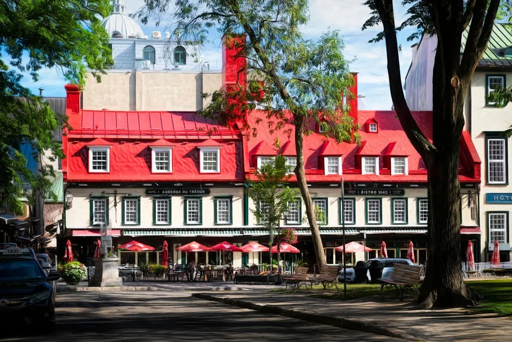 RED ROOFED BUILDING IN OLD TOWN QUEBEC CITY, CANADA
