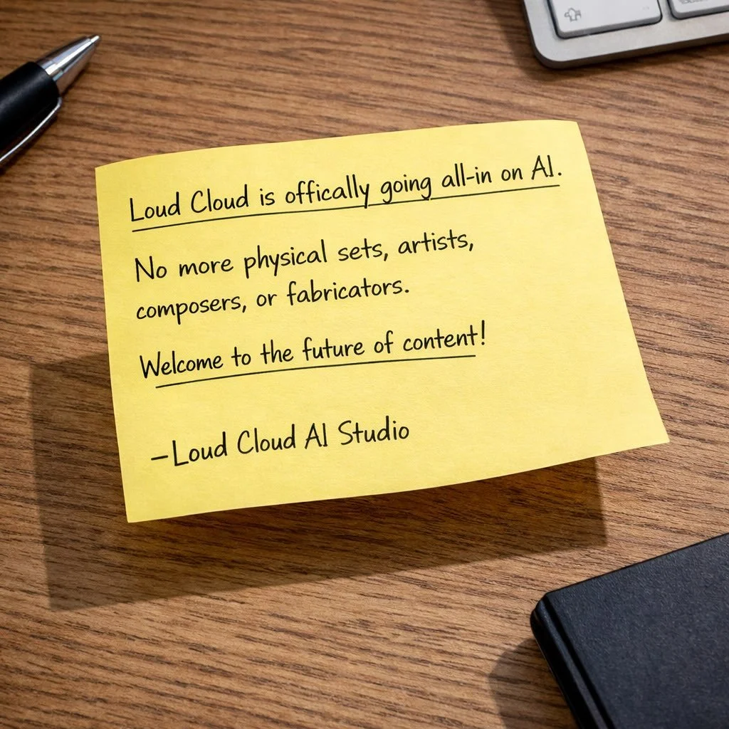 Big shift for us.
We&rsquo;ve decided to move away from the slow, expensive process of working with actual people and making actual things.
No more practical builds. No more handmade textures. No more tiny details nobody notices except the people who