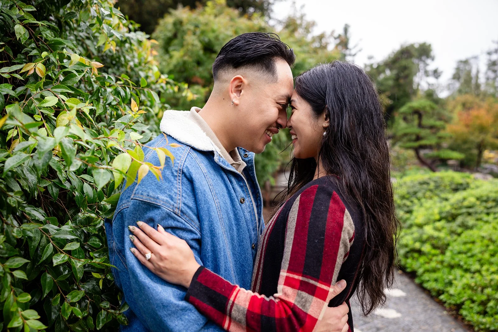 A Rainy Day Engagement at The Huntington Gardens in San Marino